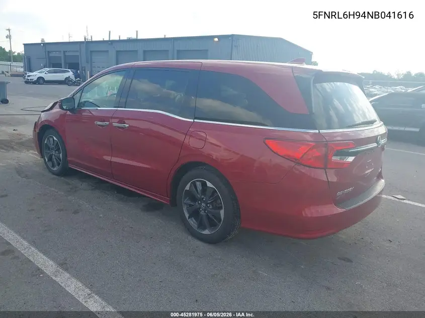 2022 Honda Odyssey Elite VIN: 5FNRL6H94NB041616 Lot: 45281975