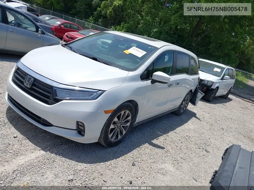 2022 Honda Odyssey Ex-L VIN: 5FNRL6H75NB005478 Lot: 45285126