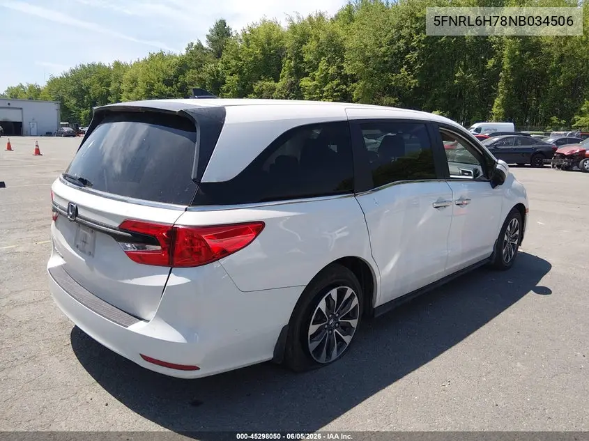 2022 Honda Odyssey Ex-L VIN: 5FNRL6H78NB034506 Lot: 45298050