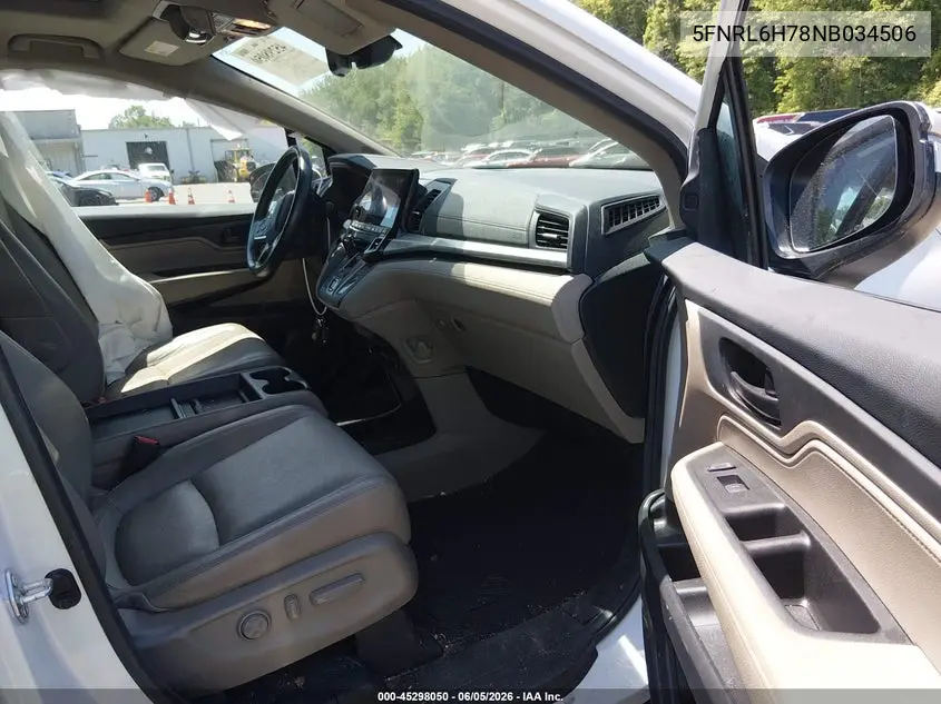 2022 Honda Odyssey Ex-L VIN: 5FNRL6H78NB034506 Lot: 45298050
