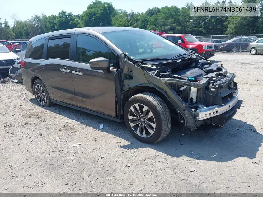 2022 Honda Odyssey Ex-L VIN: 5FNRL6H74NB061489 Lot: 45551648