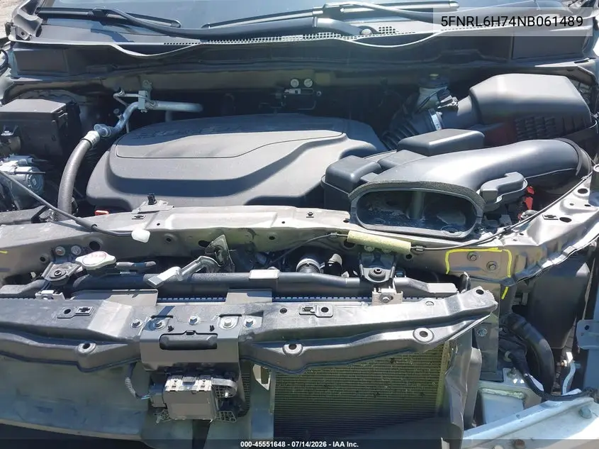 2022 Honda Odyssey Ex-L VIN: 5FNRL6H74NB061489 Lot: 45551648