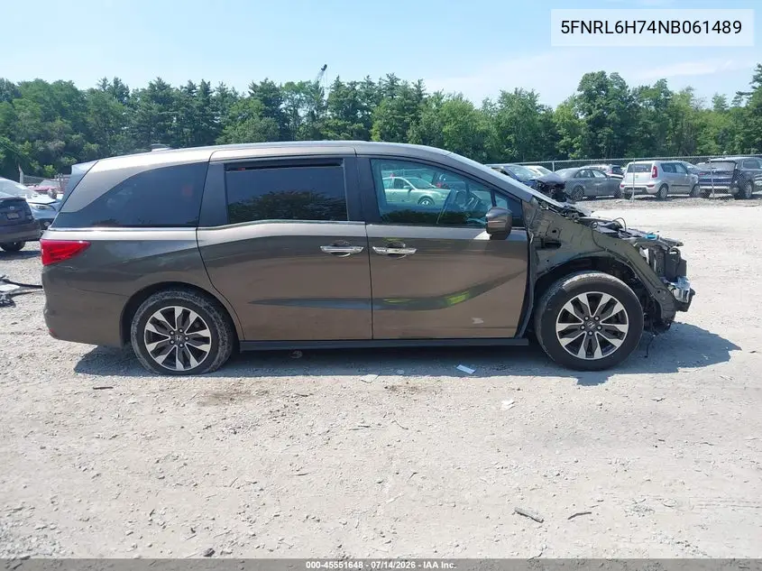 2022 Honda Odyssey Ex-L VIN: 5FNRL6H74NB061489 Lot: 45551648