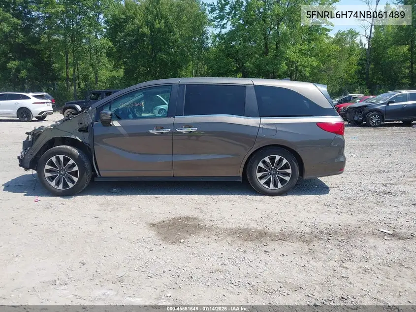2022 Honda Odyssey Ex-L VIN: 5FNRL6H74NB061489 Lot: 45551648