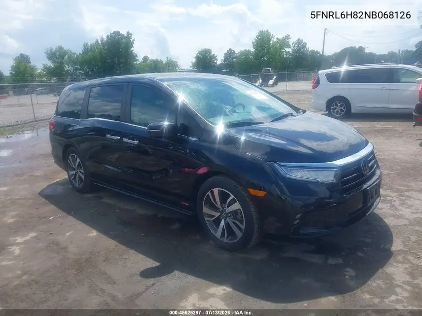 2022 Honda Odyssey Touring VIN: 5FNRL6H82NB068126 Lot: 45625297