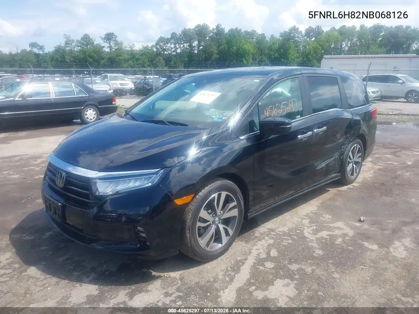 2022 Honda Odyssey Touring VIN: 5FNRL6H82NB068126 Lot: 45625297