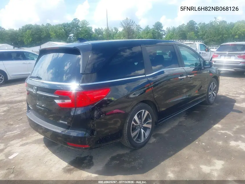 2022 Honda Odyssey Touring VIN: 5FNRL6H82NB068126 Lot: 45625297