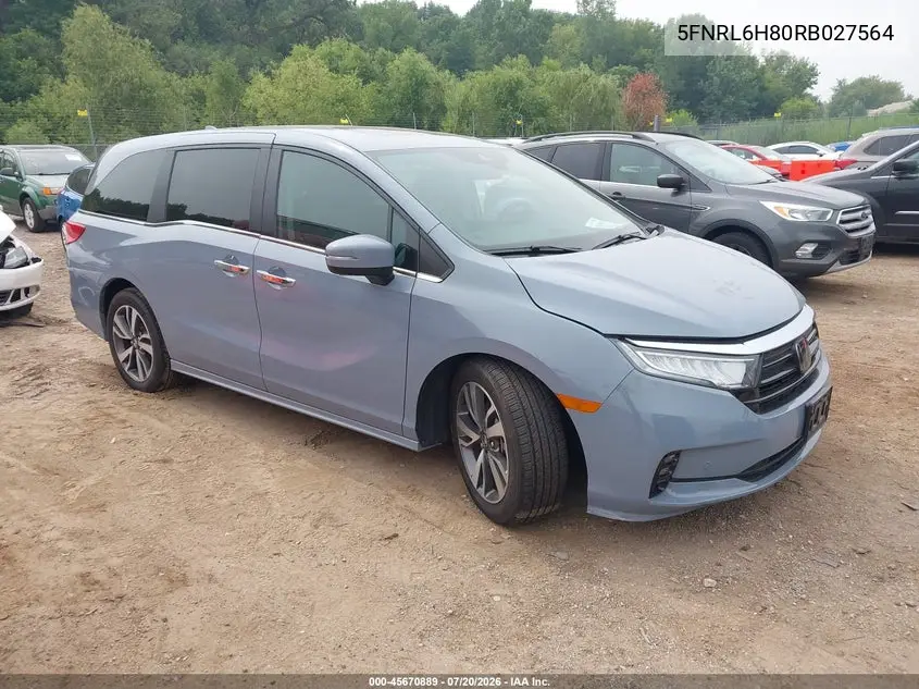 2024 Honda Odyssey Touring VIN: 5FNRL6H80RB027564 Lot: 45670889