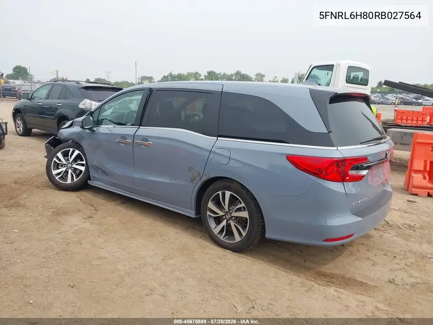 2024 Honda Odyssey Touring VIN: 5FNRL6H80RB027564 Lot: 45670889