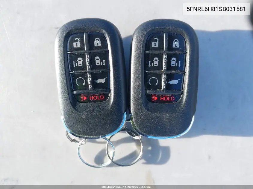 5FNRL6H81SB031581 2025 Honda Odyssey Touring