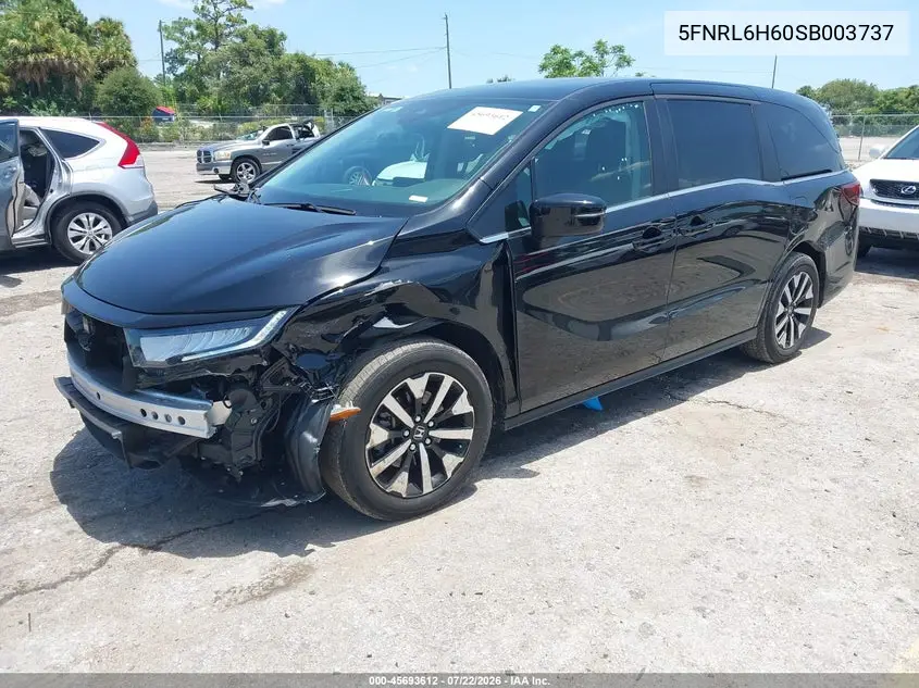 2025 Honda Odyssey Ex-L VIN: 5FNRL6H60SB003737 Lot: 45693612