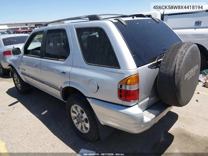 1999 Honda Passport Ex/Lx VIN: 4S6CK58W8X4418194 Lot: 45400741