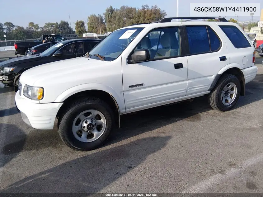 2000 Honda Passport Ex/Lx VIN: 4S6CK58W1Y4411900 Lot: 45086613