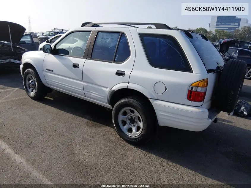 2000 Honda Passport Ex/Lx VIN: 4S6CK58W1Y4411900 Lot: 45086613