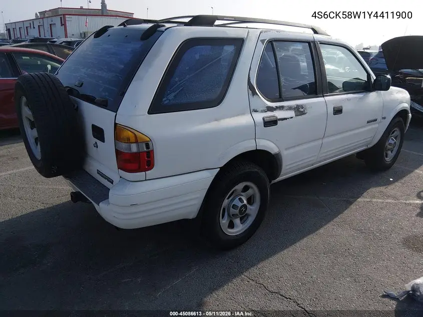 2000 Honda Passport Ex/Lx VIN: 4S6CK58W1Y4411900 Lot: 45086613
