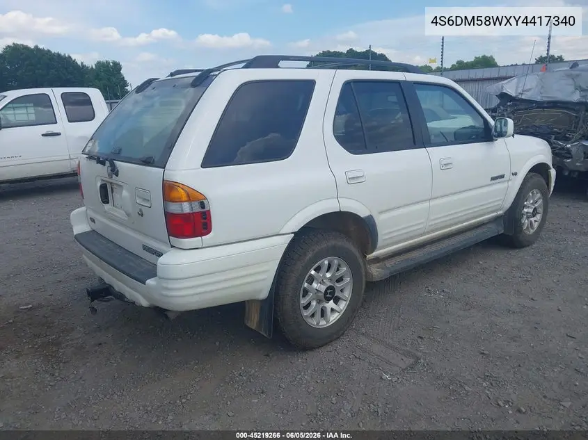 2000 Honda Passport Ex/Lx VIN: 4S6DM58WXY4417340 Lot: 45219266