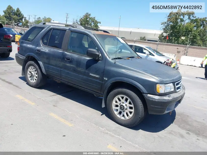 2000 Honda Passport Ex/Lx VIN: 4S6DM58W7Y4402892 Lot: 45493665