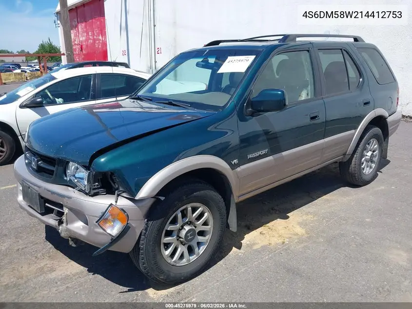 2001 Honda Passport Ex/Lx VIN: 4S6DM58W214412753 Lot: 45275979