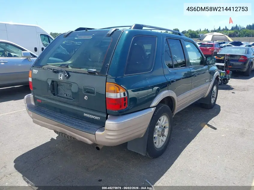 2001 Honda Passport Ex/Lx VIN: 4S6DM58W214412753 Lot: 45275979