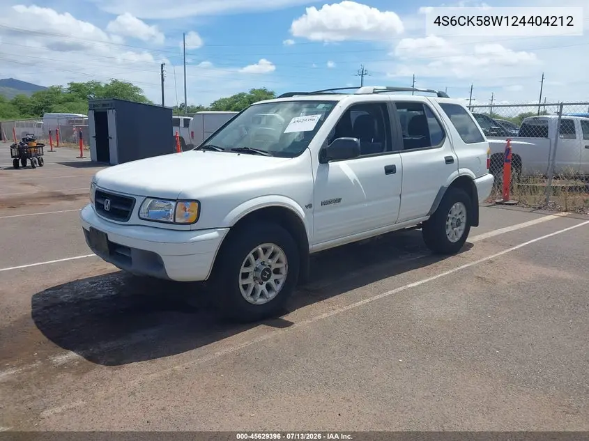 2002 Honda Passport Ex/Lx VIN: 4S6CK58W124404212 Lot: 45629396