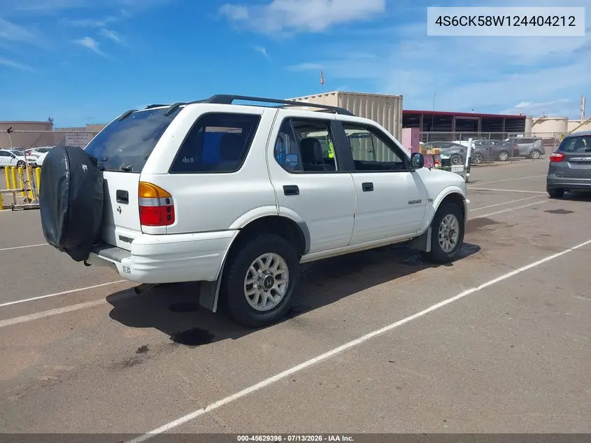 2002 Honda Passport Ex/Lx VIN: 4S6CK58W124404212 Lot: 45629396
