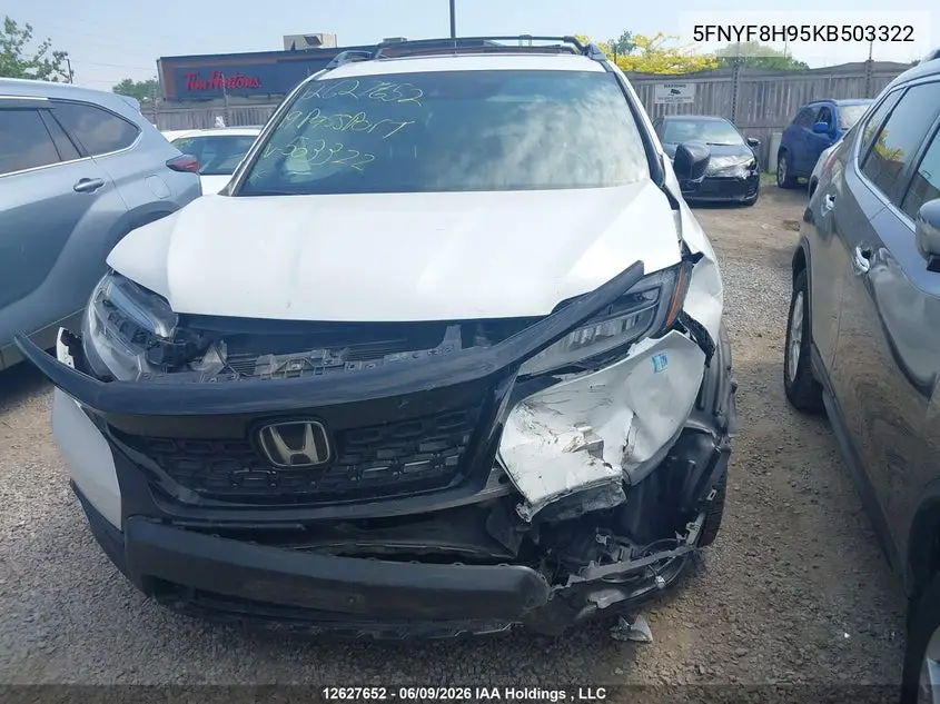 2019 Honda Passport Touring VIN: 5FNYF8H95KB503322 Lot: 12627652