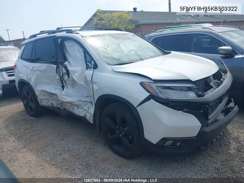 2019 Honda Passport Touring VIN: 5FNYF8H95KB503322 Lot: 12627652