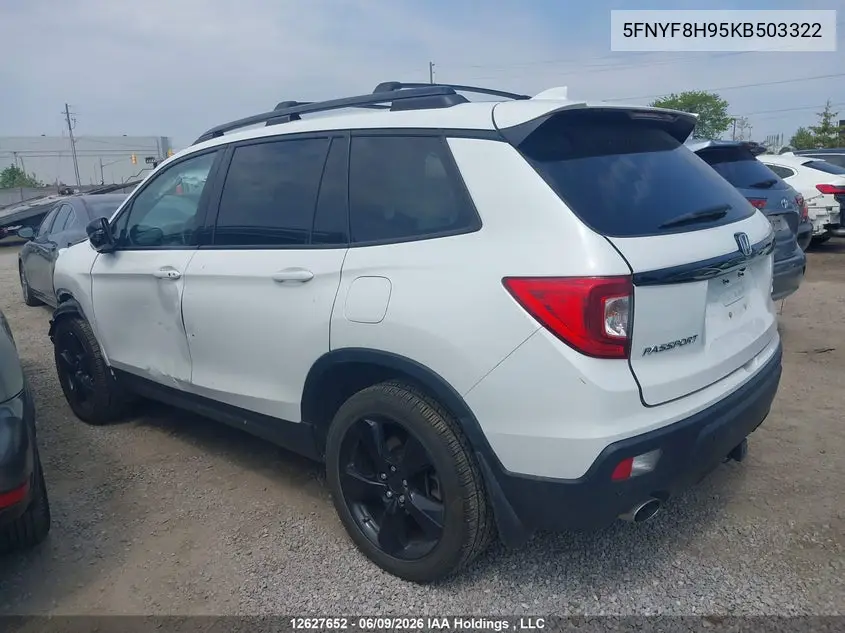 2019 Honda Passport Touring VIN: 5FNYF8H95KB503322 Lot: 12627652