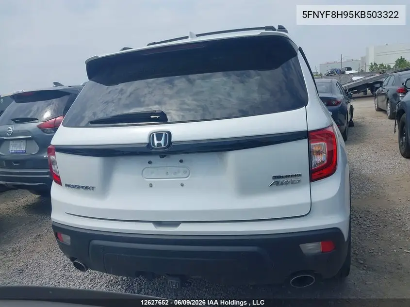 2019 Honda Passport Touring VIN: 5FNYF8H95KB503322 Lot: 12627652