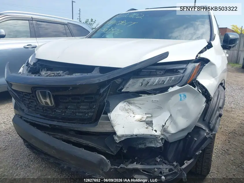 2019 Honda Passport Touring VIN: 5FNYF8H95KB503322 Lot: 12627652