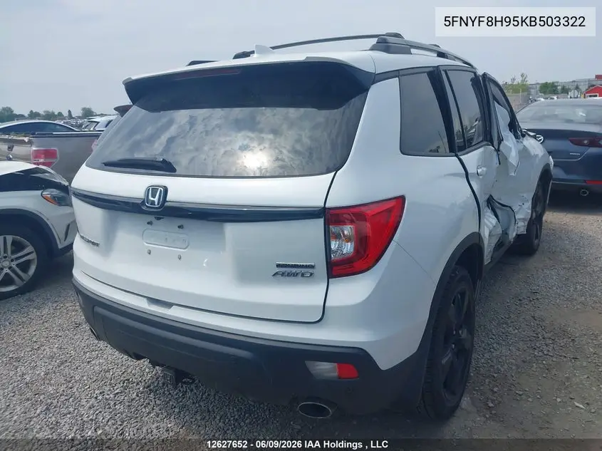 2019 Honda Passport Touring VIN: 5FNYF8H95KB503322 Lot: 12627652