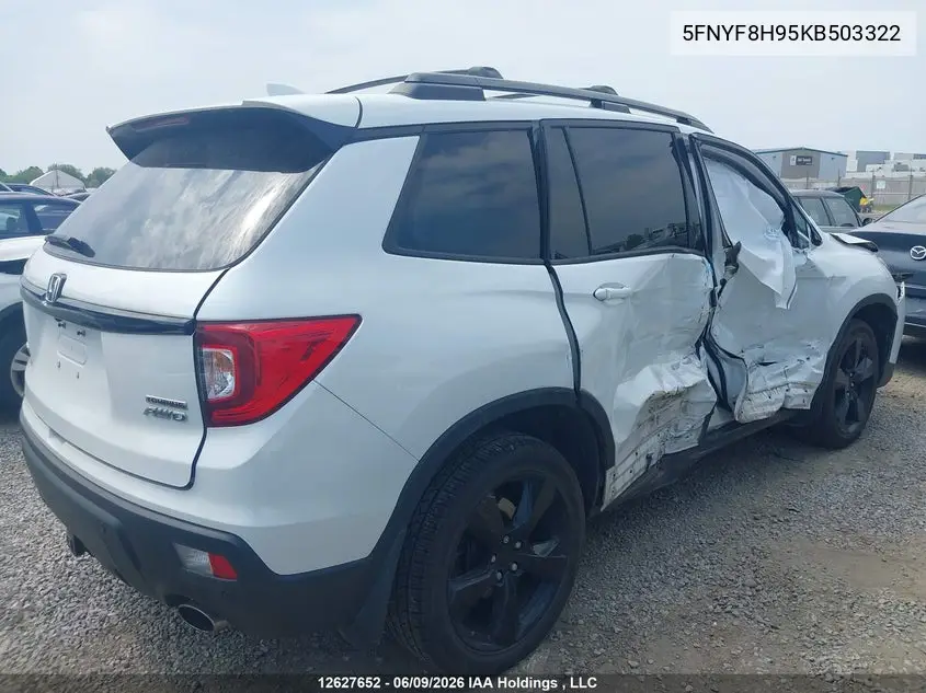 2019 Honda Passport Touring VIN: 5FNYF8H95KB503322 Lot: 12627652