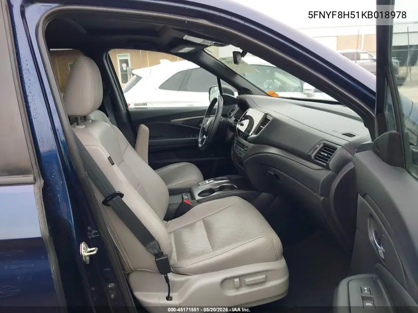 2019 Honda Passport Ex-L VIN: 5FNYF8H51KB018978 Lot: 45171551