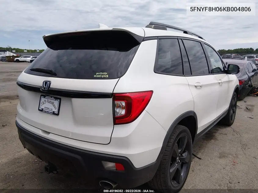 2019 Honda Passport Elite VIN: 5FNYF8H06KB004806 Lot: 45196352
