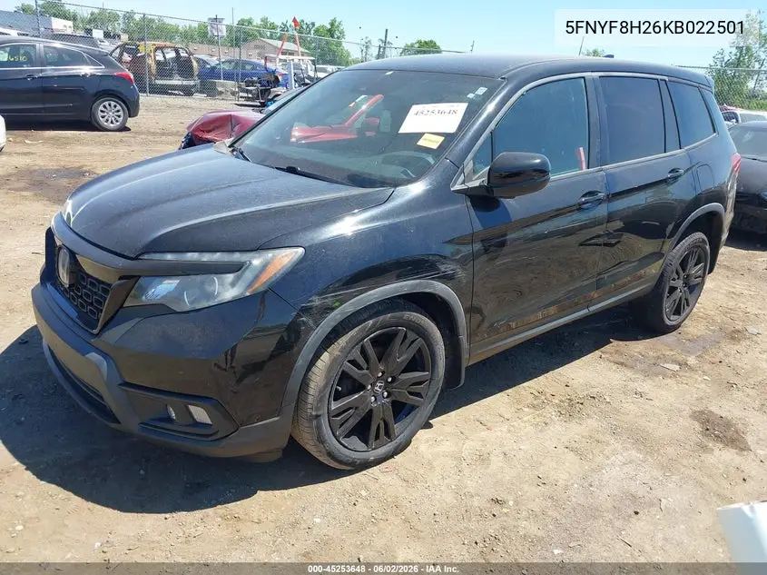2019 Honda Passport Sport VIN: 5FNYF8H26KB022501 Lot: 45253648