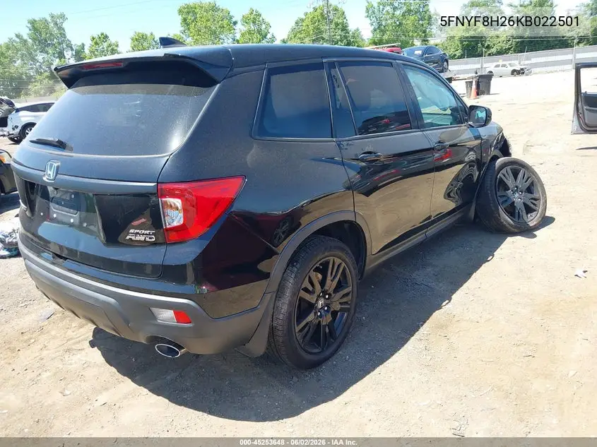 2019 Honda Passport Sport VIN: 5FNYF8H26KB022501 Lot: 45253648