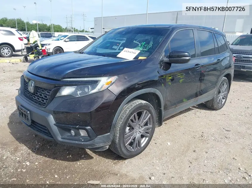 2019 Honda Passport Ex-L VIN: 5FNYF8H57KB007726 Lot: 45264344