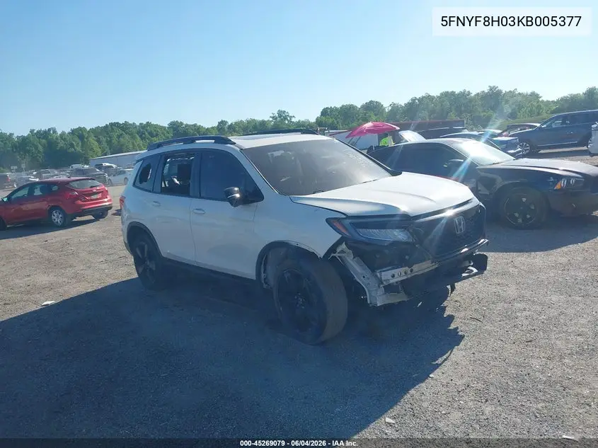 2019 Honda Passport Elite VIN: 5FNYF8H03KB005377 Lot: 45269079