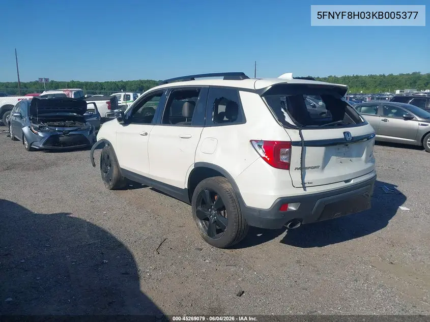 2019 Honda Passport Elite VIN: 5FNYF8H03KB005377 Lot: 45269079