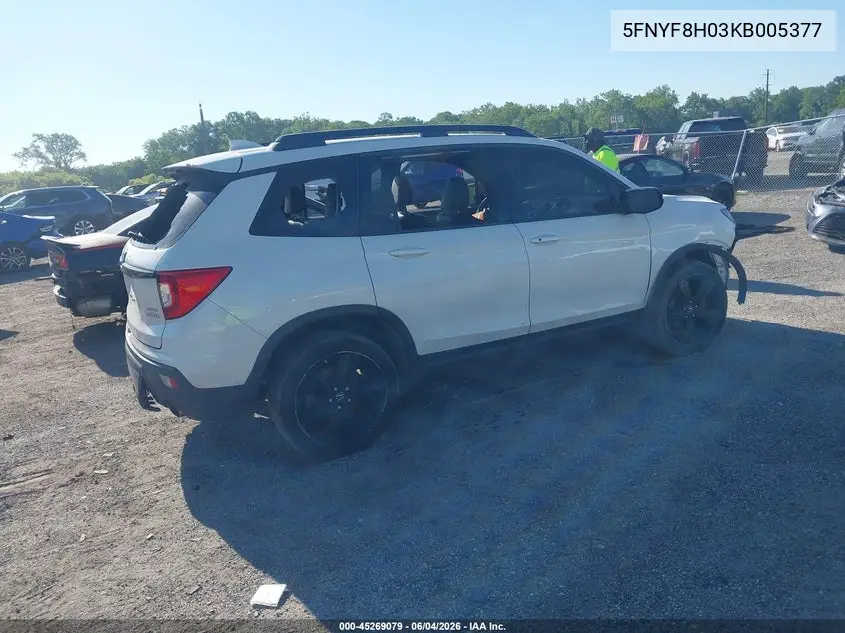 2019 Honda Passport Elite VIN: 5FNYF8H03KB005377 Lot: 45269079
