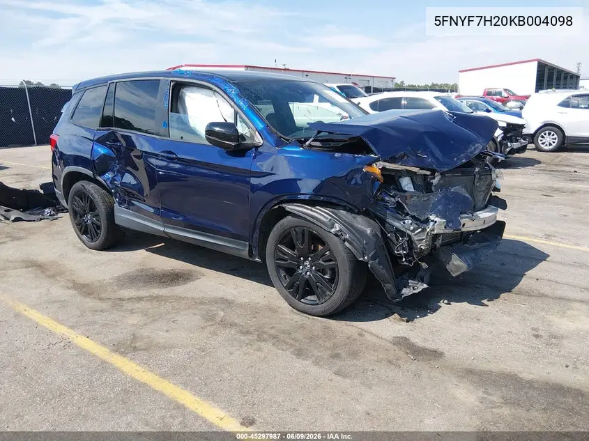 2019 Honda Passport Sport VIN: 5FNYF7H20KB004098 Lot: 45297987