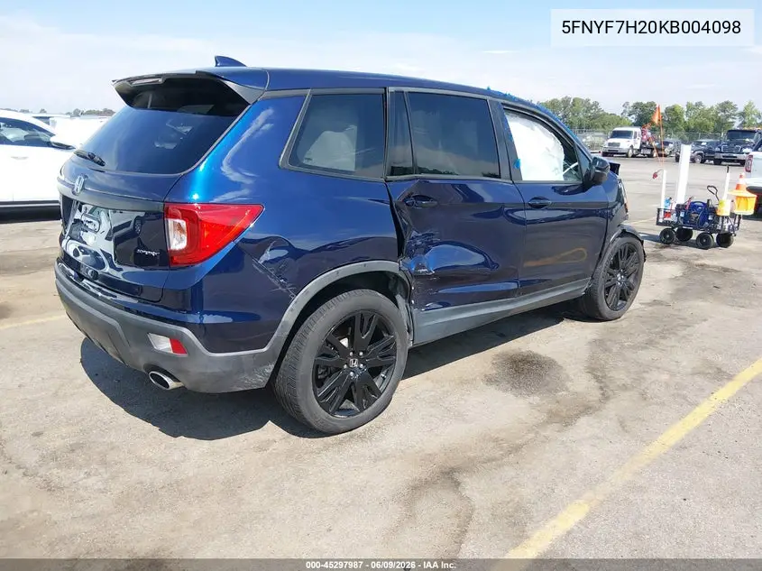 2019 Honda Passport Sport VIN: 5FNYF7H20KB004098 Lot: 45297987
