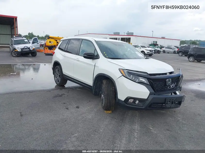 2019 Honda Passport Ex-L VIN: 5FNYF8H59KB024060 Lot: 45316297