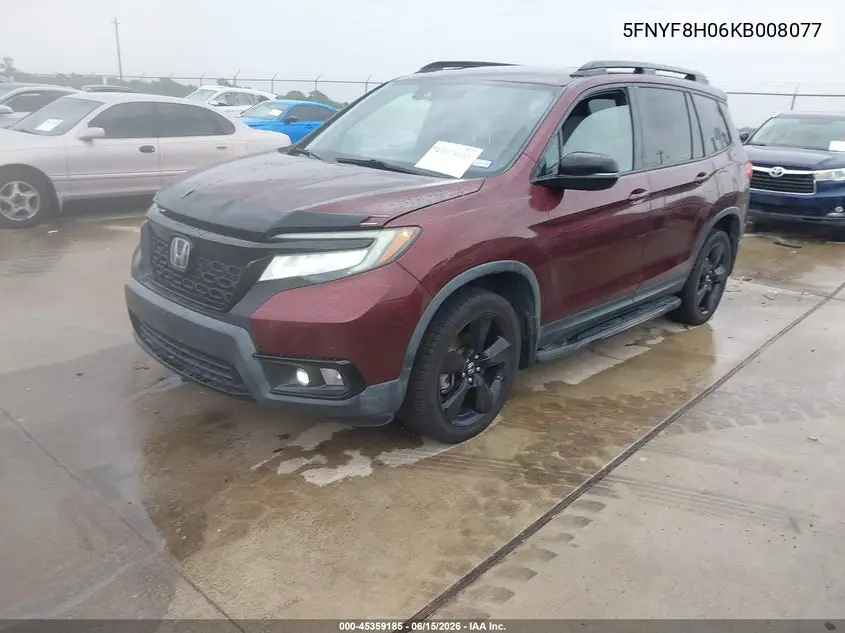 2019 Honda Passport Elite VIN: 5FNYF8H06KB008077 Lot: 45359185
