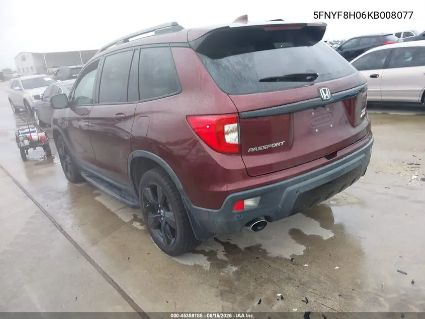2019 Honda Passport Elite VIN: 5FNYF8H06KB008077 Lot: 45359185