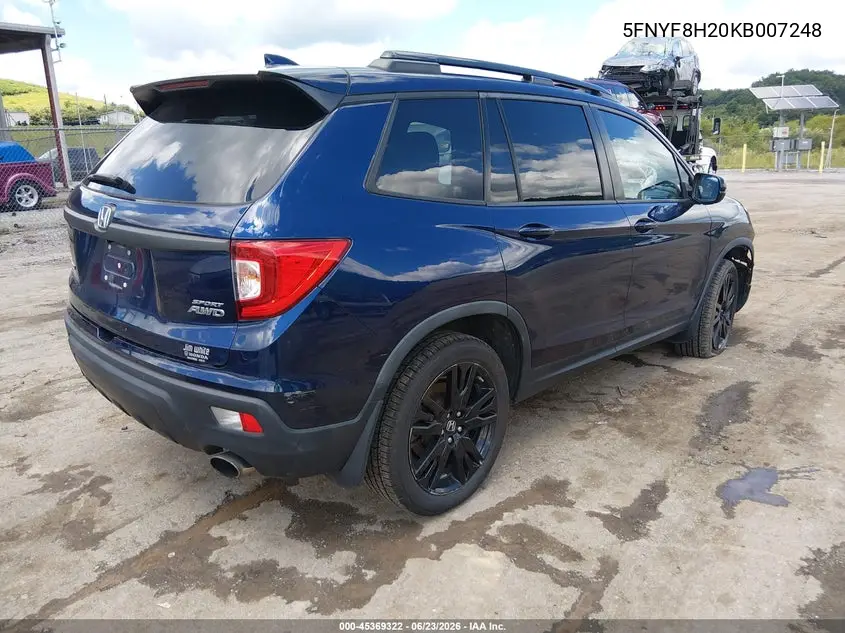 2019 Honda Passport Sport VIN: 5FNYF8H20KB007248 Lot: 45369322
