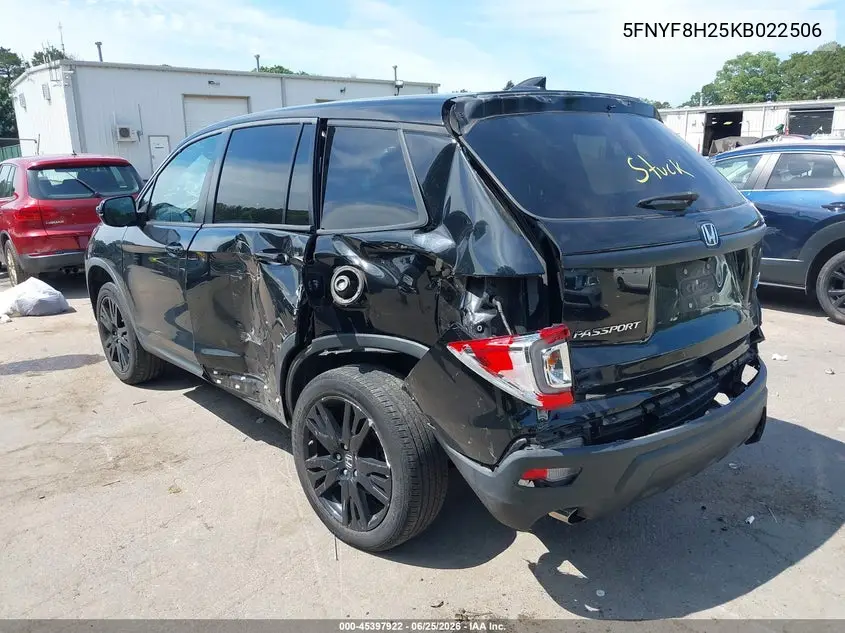 2019 Honda Passport Sport VIN: 5FNYF8H25KB022506 Lot: 45397922