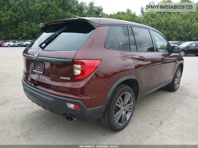 2019 Honda Passport Ex-L VIN: 5FNYF8H55KB029725 Lot: 45458219
