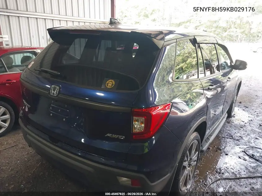 2019 Honda Passport Ex-L VIN: 5FNYF8H59KB029176 Lot: 45467935