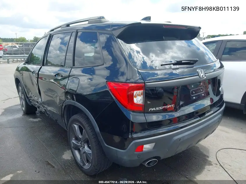 2019 Honda Passport Touring VIN: 5FNYF8H98KB011139 Lot: 45477614